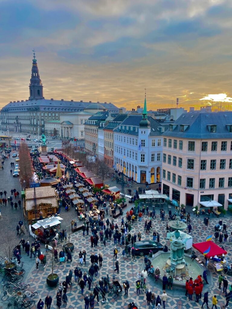 Aerial view of Højbro Plads Copenhagen Christmas market