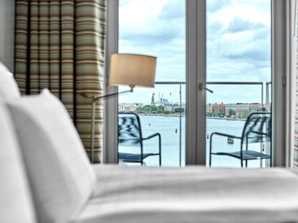 City views from the bed of Island hotel, Copenhagen