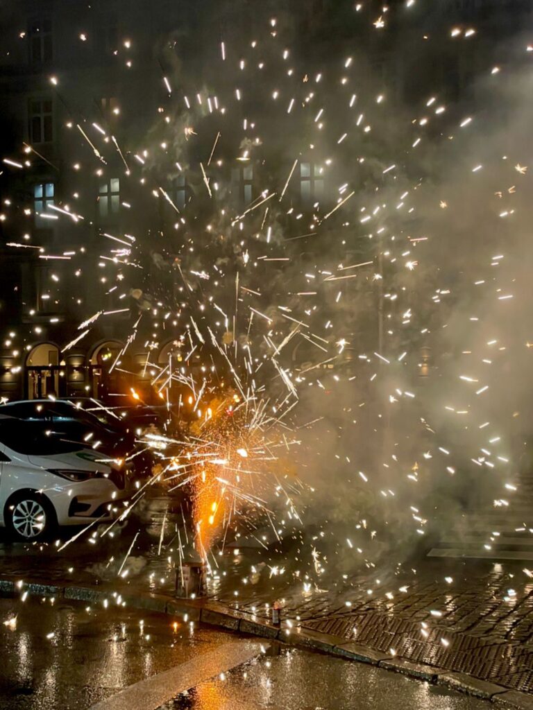 New Year fireworks in Copenhagen, Denmark