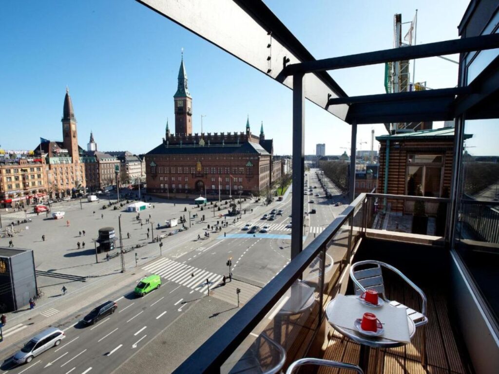 Square Hotel with city Hall view where New Year's Eve Firework celebration takes place