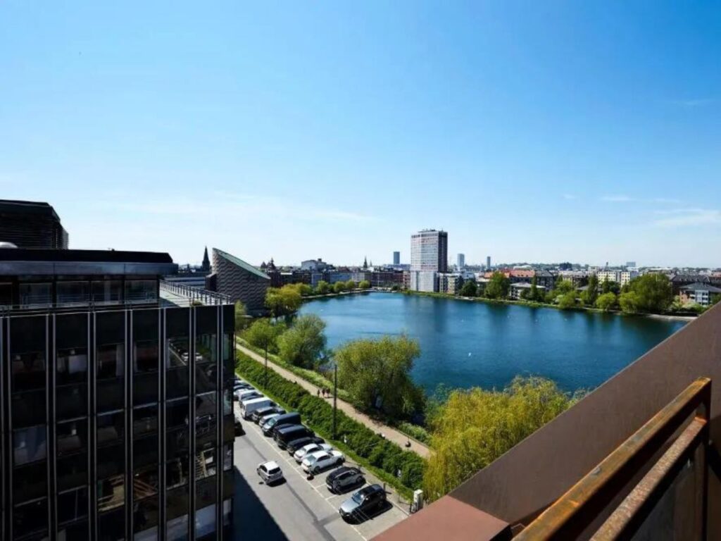 View of lake from the Steel house Copenhagen Hotel