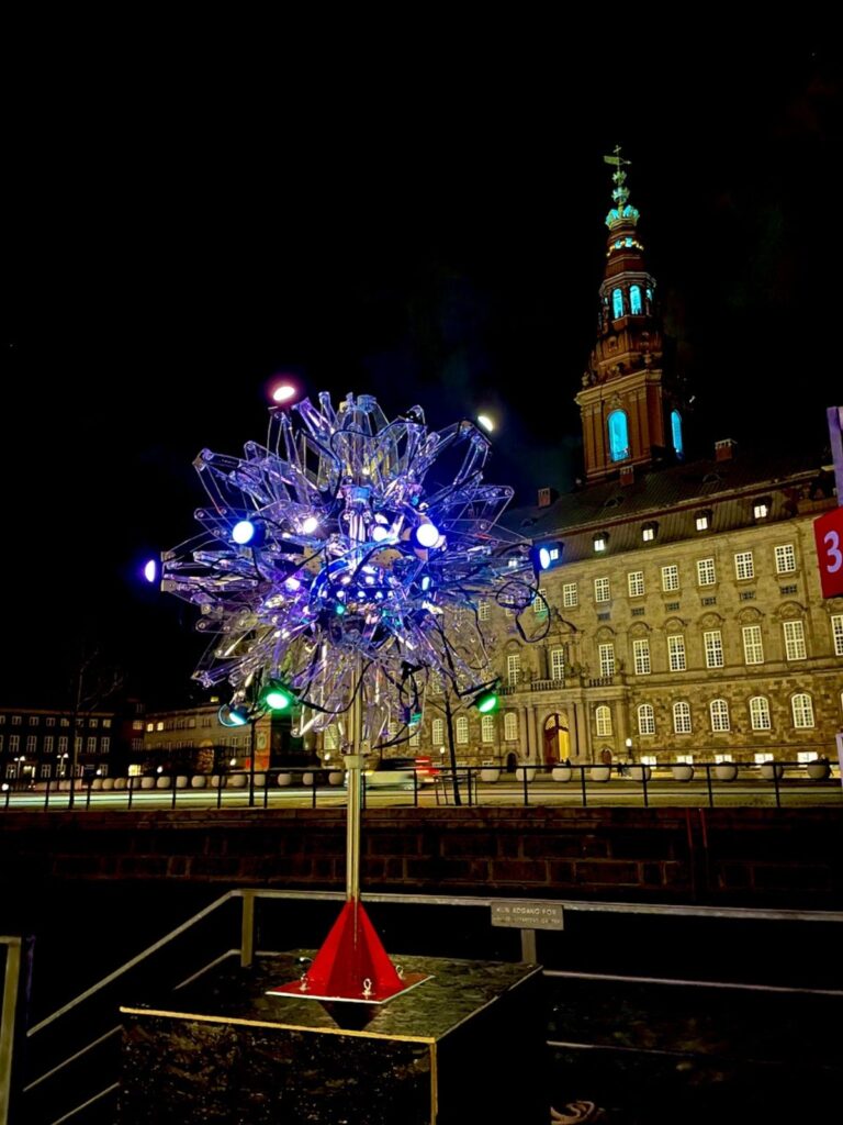 Light installations at Christansborg during Copenhagen light festival