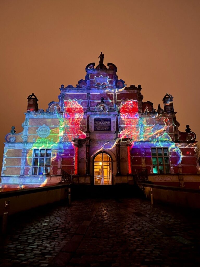 Børsen during Copenhagen light festival