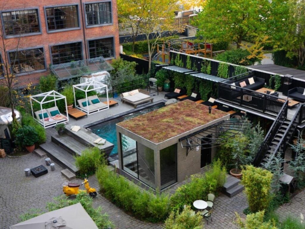 Aerial view of Bryggen Guldsmeden hotel, Copenhagen