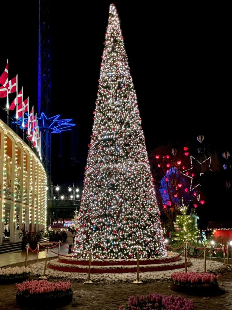 A Giant Christmas tree at Tivoli Gardens, Copenhagen