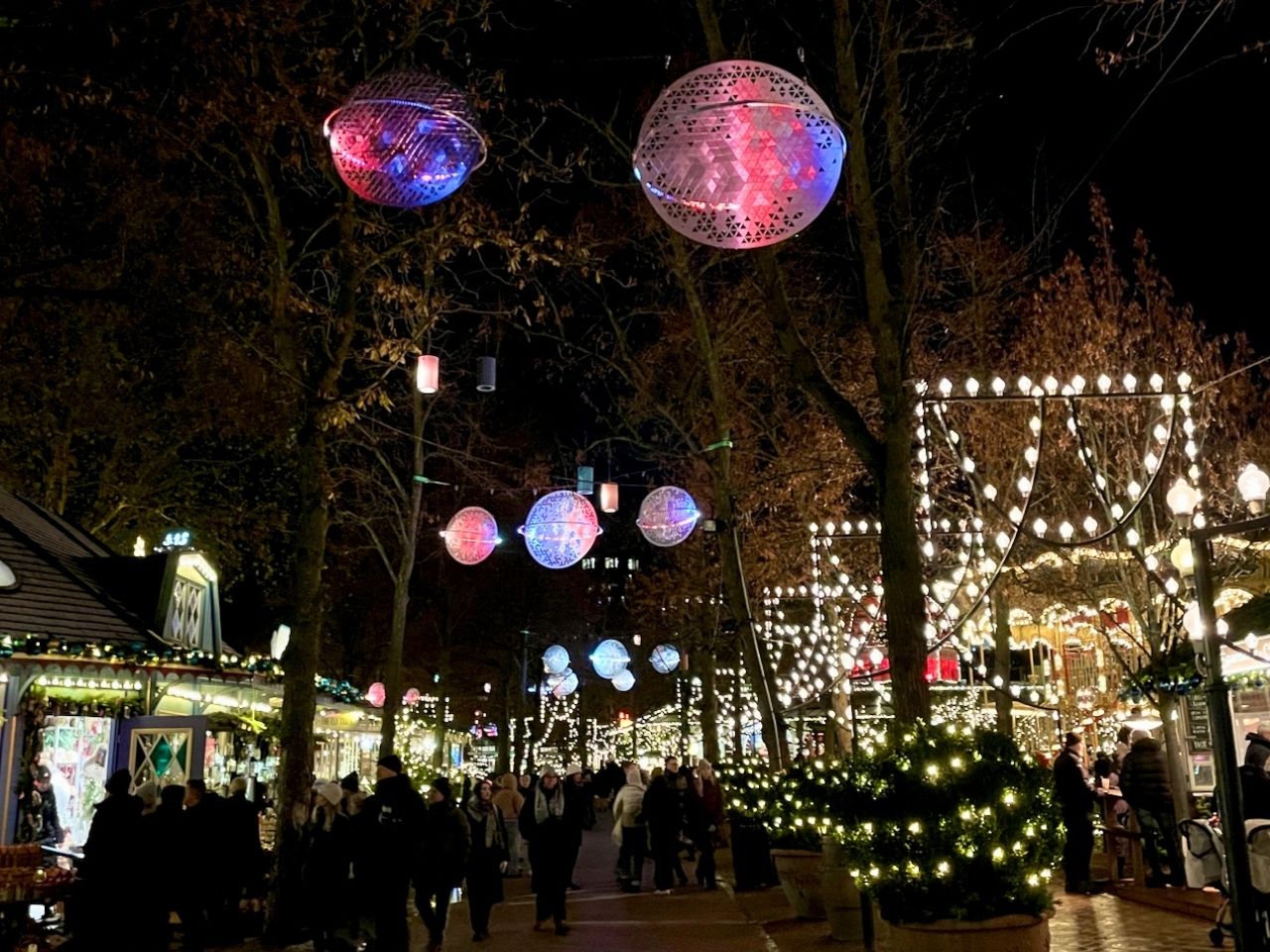 Floating planets Christmas decoration at Tivoli Gardens