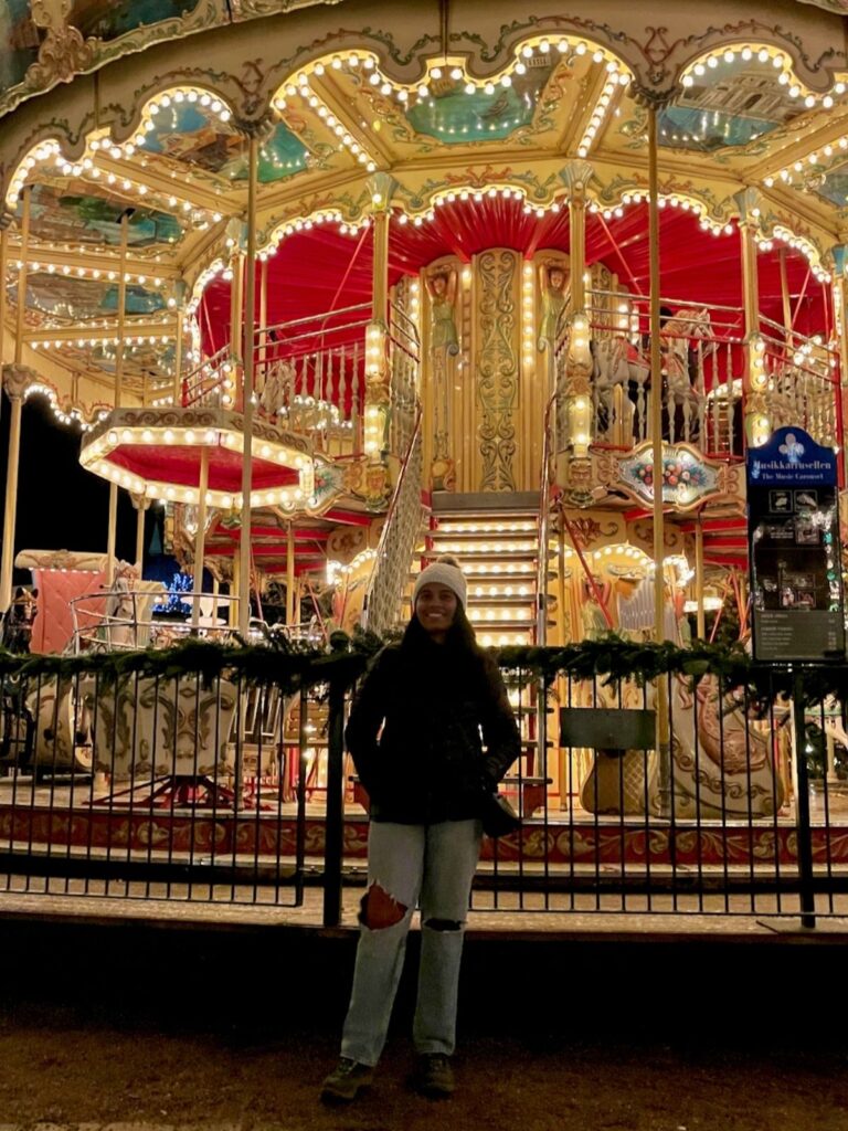 Your Denmark Guide Agalya at Tivoli Gardens - all dressed up for the cold and windy weather