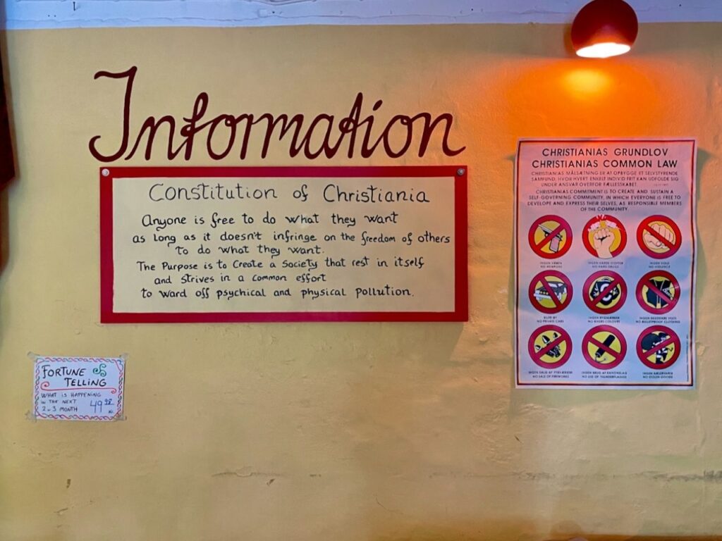 Freetown Christiania rules and laws on the information wall