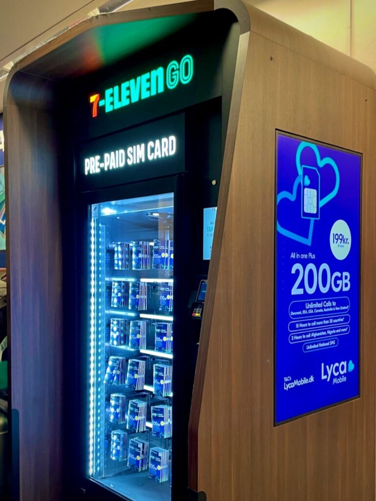 7 Eleven go - LycaMobile sim card vending machine at Copenhagen Airport