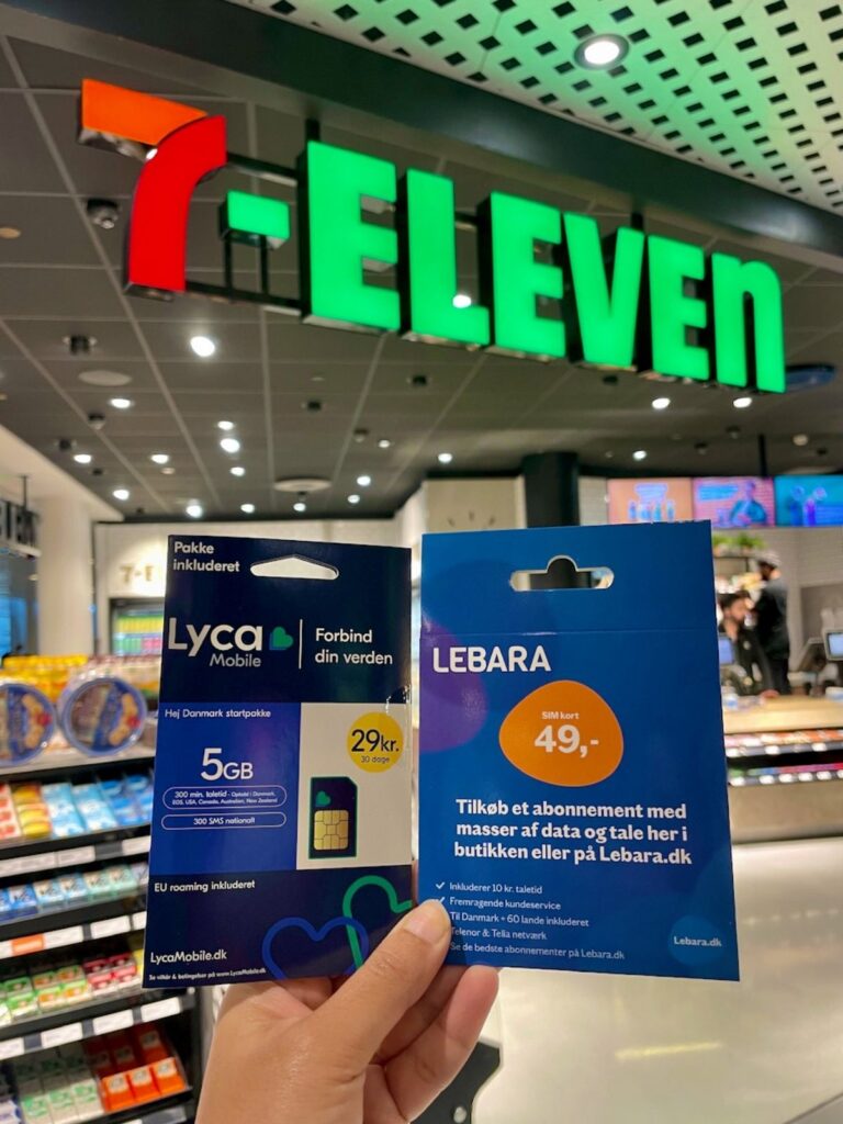 LycaMobile and Lebara sim cards at 7 -Eleven at Copenhagen airport