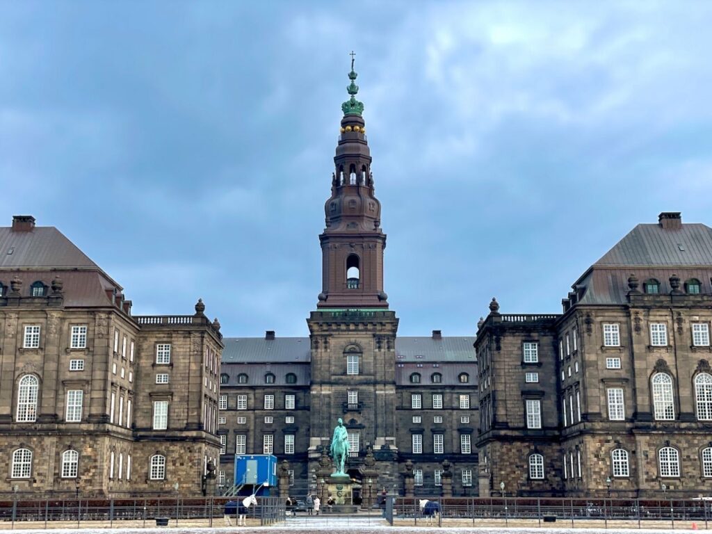 Exterior or outside look of Christiansborg Palace and tower, Copenhagen