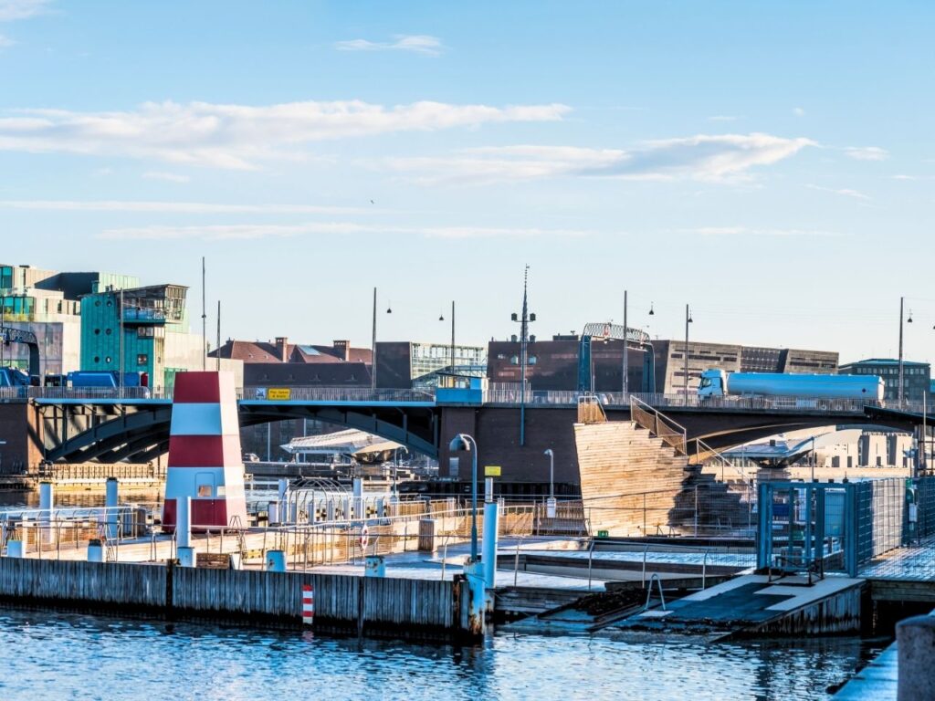 Islands Brygge Havnebadet with diving zone and lifeguard tower, Copenhagen