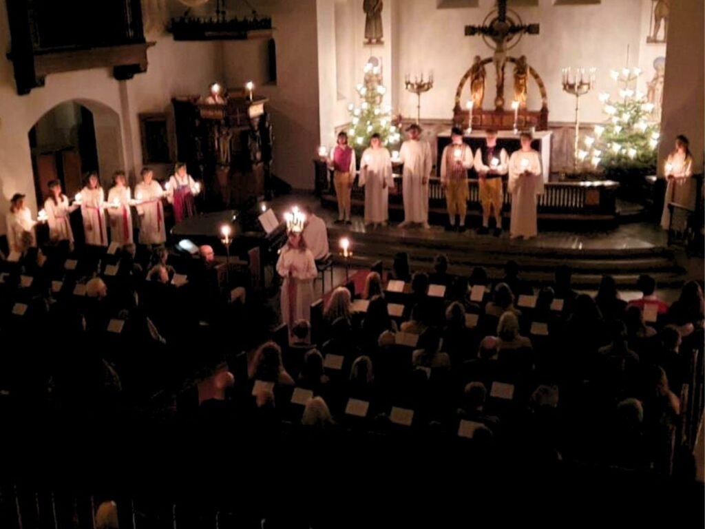 Santa Lucia singing choir concert at Svenska Gustafskyrkan (Swedish Church) at Copenhagen