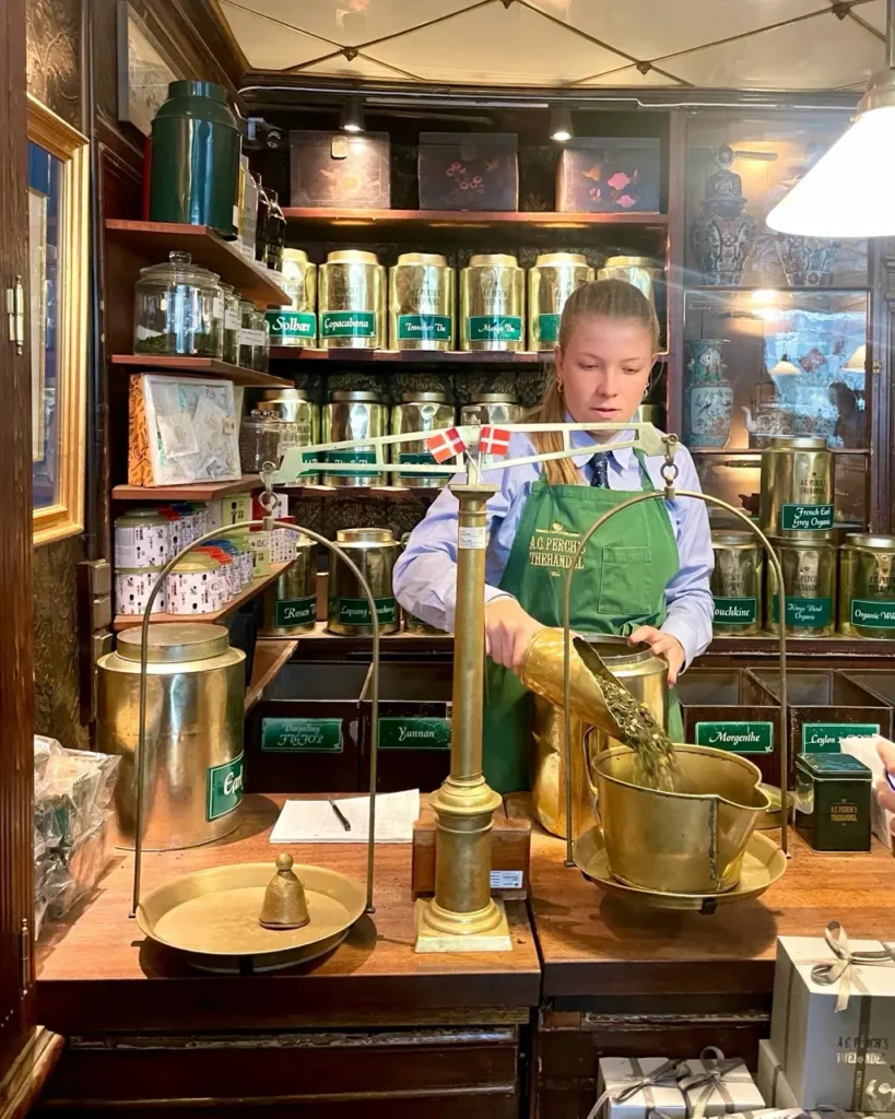 brewing tea at AC Perch tea room