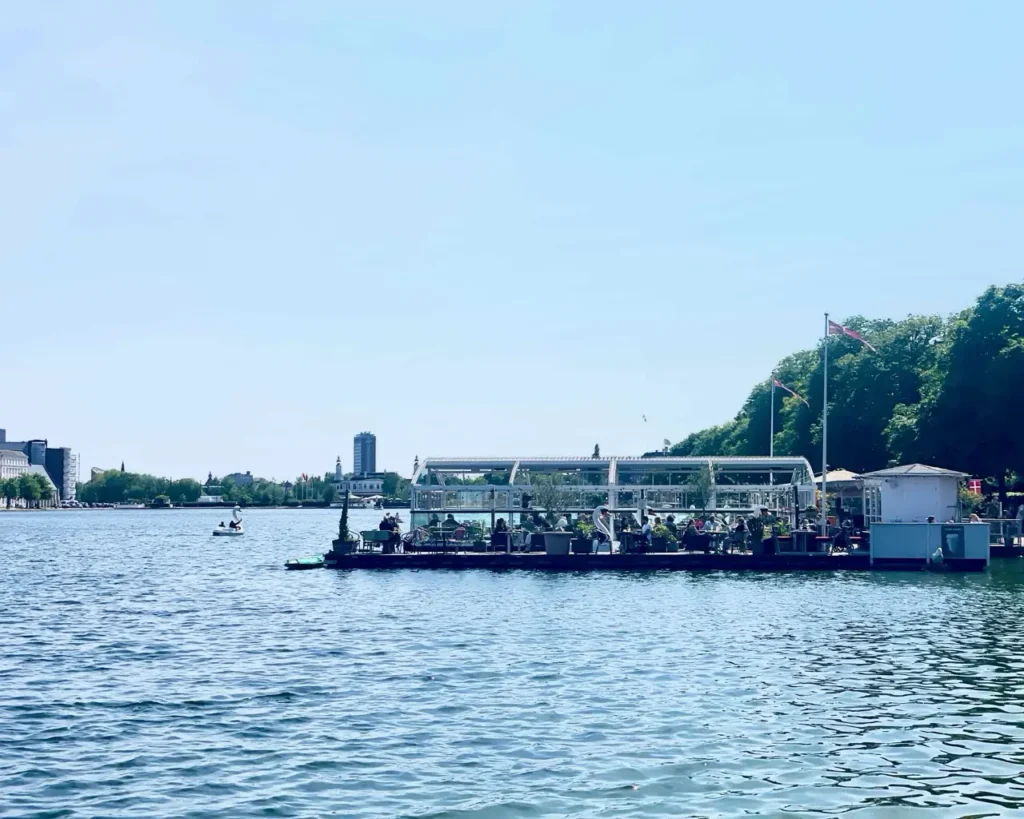 Swan boats at cafe Salonen on the Copenhagen lakes