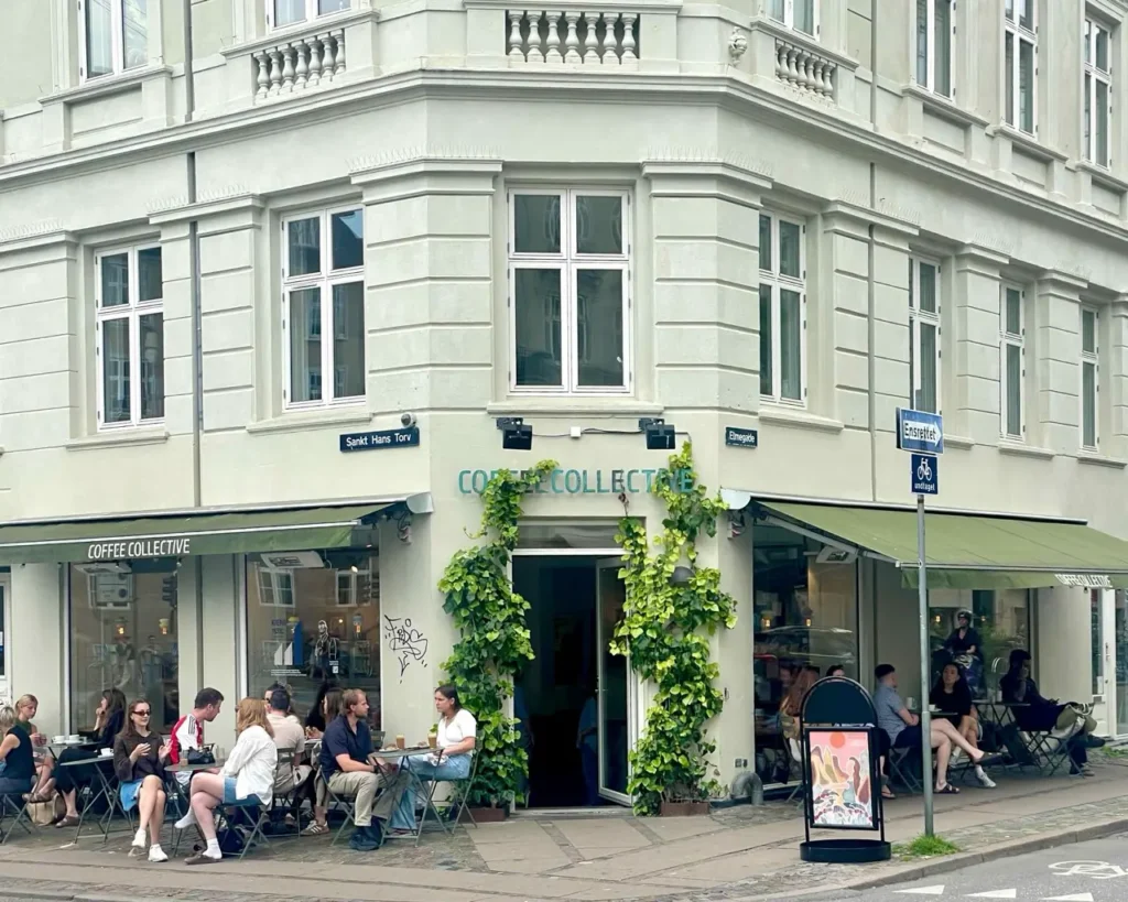 Outdoor seating near the Entrance of Coffee Collective