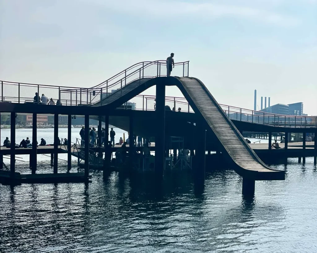 Water slide at Kalvebord Brygge Harbour bath