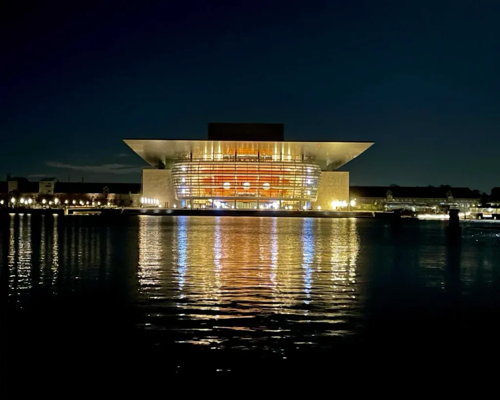 Opera House reflecting on the canal waters