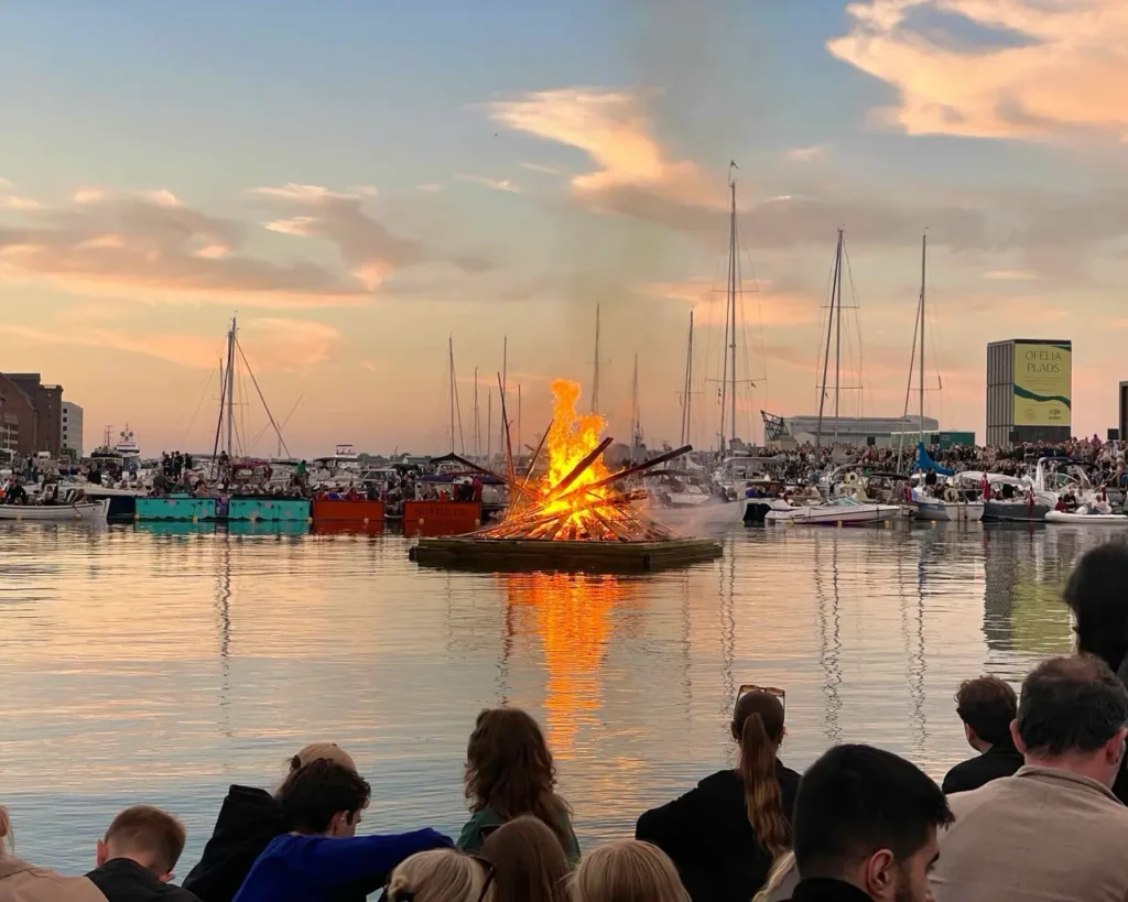 People watching the Sankt Hans bonfire in Copenhagen