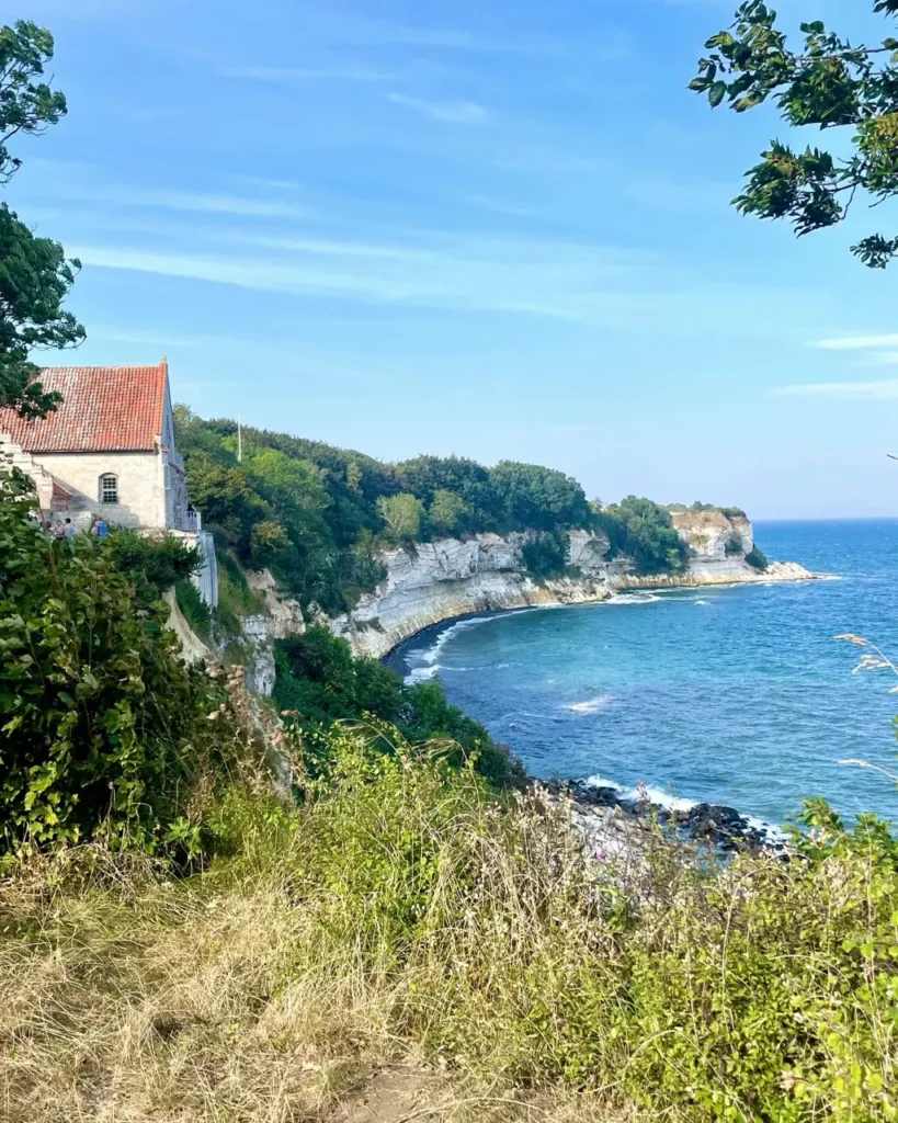 Stevens Klint Church and beach from the viewpoint