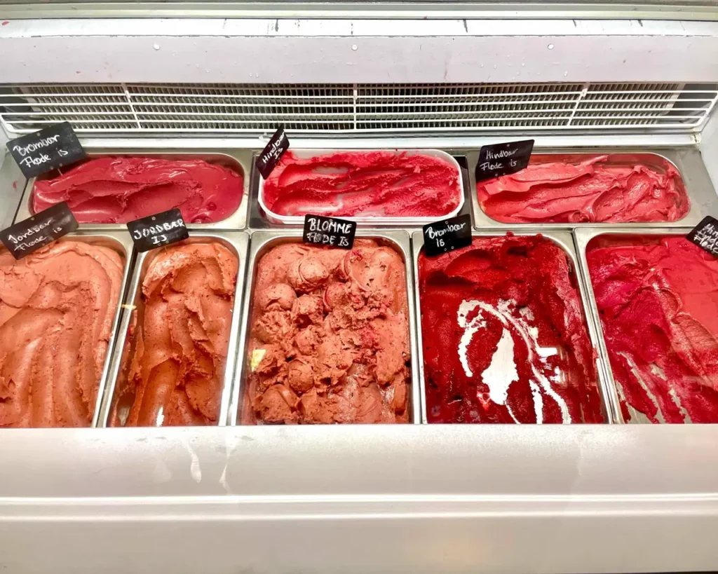 Different varieties of strawberry icecreams