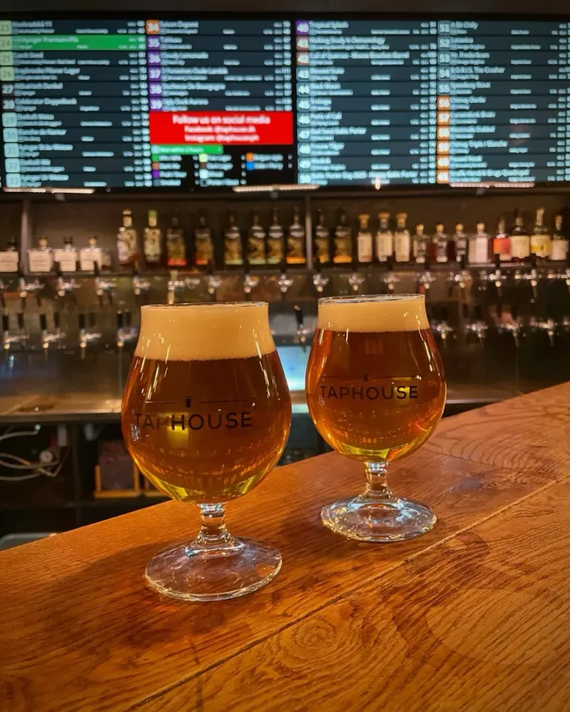 Two beers on the table at the Tap house bar