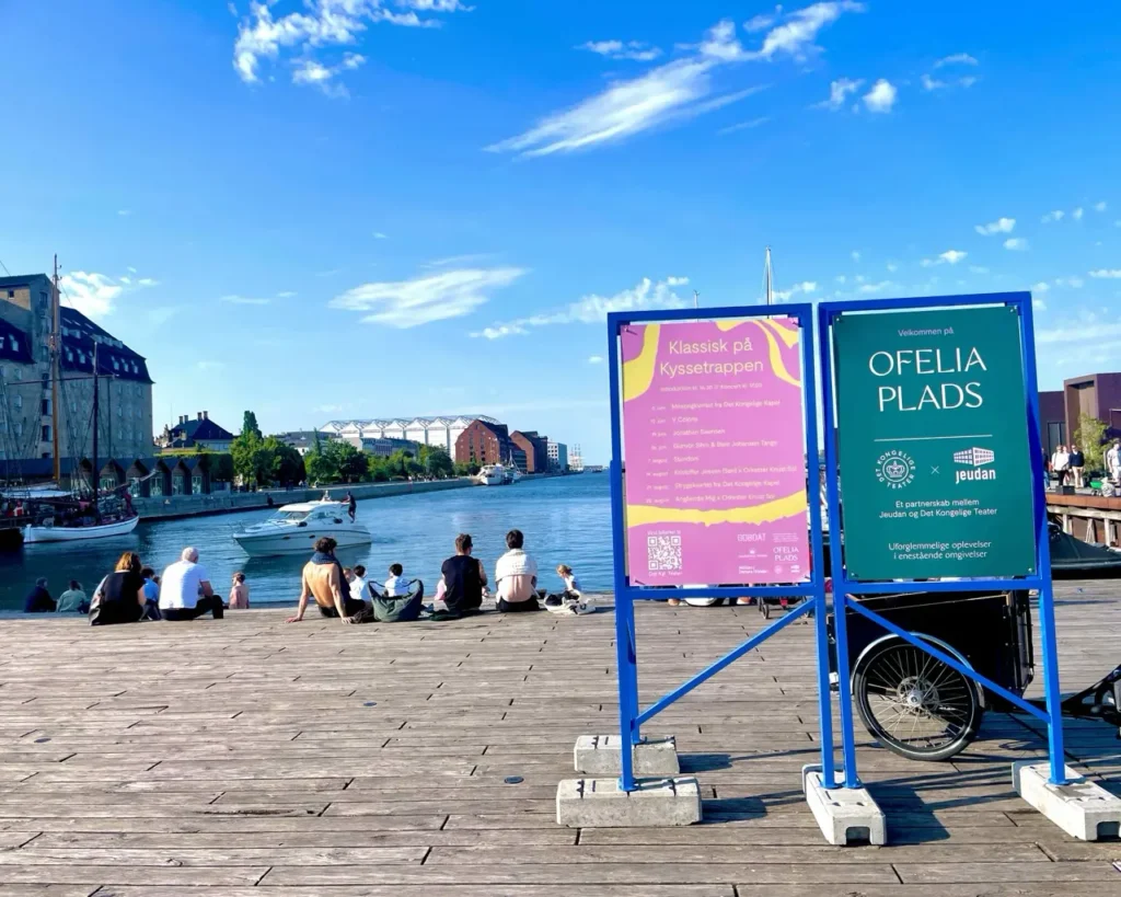 People sitting in the Ofelia Plads waterfront