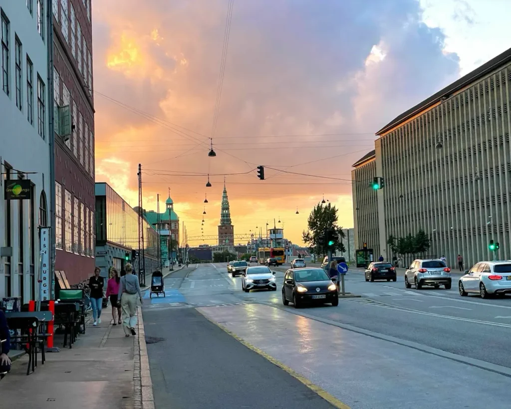 Sunset from the streets of Copenhagen