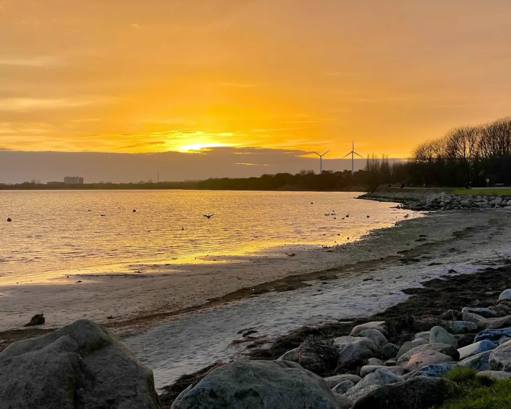 Sunset at Valby Stranden beach