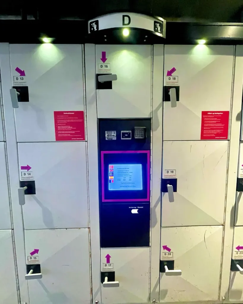 Lockers at Copenhagen airport Denmark