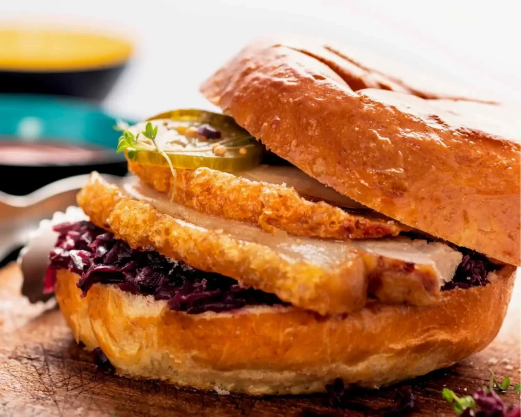 Flæskestegs sandwich - traditional Danish food in Copenhagen